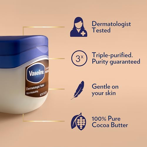 Vaseline Original & Cocoa Butter Healing Jelly Travel-Size Variety 4-Pack – Rich Moisturizing Ointment, Skin Protectant for Soothing Cracked, Dry Skin, 1.75 Oz Ea