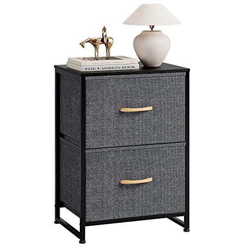 Nicehill Nightstand for Bedroom with 2 Drawers, Small Dresser with Drawers, Bedside Table Bedside Furniture, Night Stand End Table with Storage Drawers for Living Room, College Dorm, Dark Grey