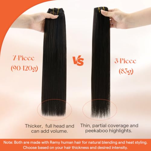Image of Sunny Hair Clip in Hair Extensions Real Human Hair 18 Inch Remy Hair | Warm Copper Red Brown Clip ins Easy to Clip in Beginner Friendly Natural Looking for Work Wedding and Special Event 85g