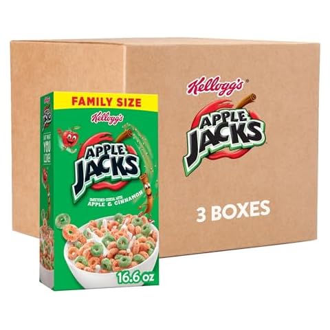 Kellogg's Apple Jacks Breakfast Cereal, Kids Cereal, Family Breakfast, Family Size, Original (3 Boxes) Cover
