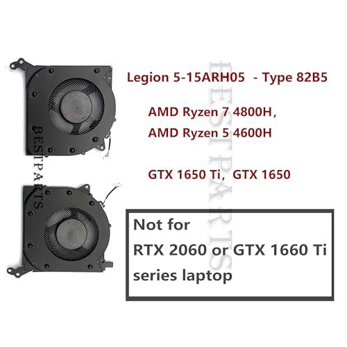 Image of New CPU+GPU Cooling Fan Replacement for Lenovo Legion 5-15'' Gen 5 (Type 82B5) Legion 5-15ARH05, P /N: DFS5M325063B1C DFS5K323161A1C, 5F10S13917 5F10S13914, Type: 82AU 81Y6 (GTX 1650 /Ti Series)