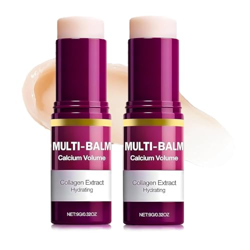 2 Pcs Calcium Multi Balm, Calcium Volume Multi Balm – Korean Collagen Moisturizing Stick for Anti-Aging, Hydrating & Firming Treatment with Vitamin E – Suitable for Eyes, Face, Neck, All Skin Types