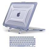 MOSISO Kompatibel mit MacBook Air 13 Zoll Hülle M4 M3 M2 2025 2024-2022 A3240 A3113 A2681, Honigwabe TPU Bumper Hartschale Klappständer&Tastatur Haut Kompatibel mit MacBook Air 13,6 Zoll,Lavendel Grau