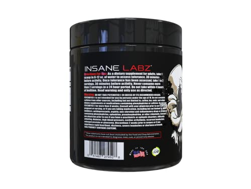 Image of Insane Labz Psychotic Black Edition Mid Stimulant Pre Workout Powder, Energy Focus Pumps, Loaded with Creatine Beta Alanine Taurine Fueled by AMPiberry, 35 Servings (Gummy Candy)