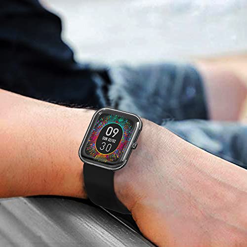 Image of Sounce Watch Case Compatible for Fire-Boltt Dazzle Tempered Glass Screen Protector,HD Clear Touch Sensitive Ultra Thin TPU Protective Cover - Transparent