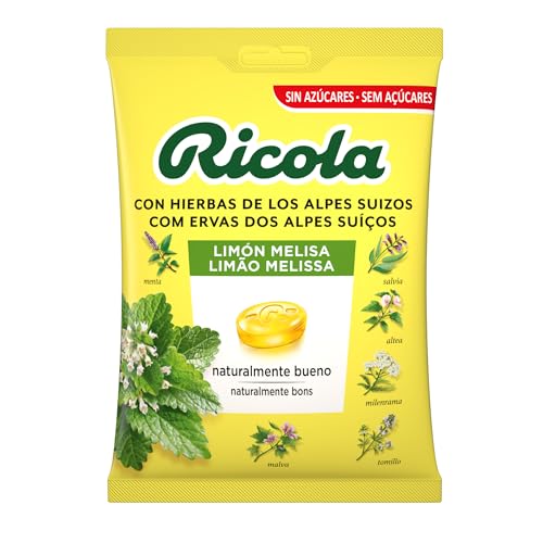 Ricola - Limón Melisa, Caramelos Duros Sin Azúcar, Refresca, Alivia la Garganta y la Respiración, 13 Hierbas Suizas y Aceites Esenciales, con Edulcorantes - Bolsa 70 g