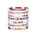 ecozran 7-Pack Independence Day Bracelets Set Red White Blue Beaded Patriotic Bracelets with Captain America Shield Handmade Stack-able Jewelry for July 4th Presidents Day American Retro Style(74-5)