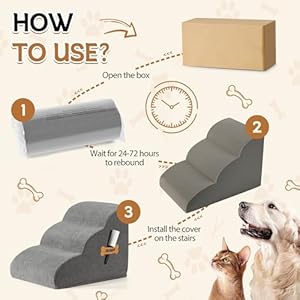 Romrol Dog Stairs Ramp for Beds Couches, Extra Wide Pet Steps with Durable Non-Slip Waterproof Fabric Cover, Dog Slope Stairs for Small Dogs and Cats or Pets Friendly, 3-Tiers,15 Inch Romrol Dog Stairs Ramp for Beds Couches Extra Wide Pet Steps with Durable Non Slip Waterproof Fabric Cover Dog Slope Stairs for Small Dogs and Cats or Pets Friendly 3 Tiers15 Inch