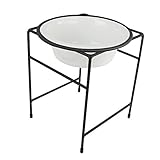 Platinum Pets Single Diner Feeder with Stainless Steel Dog Bowl, 6.25 cup/50 oz, Pearl White