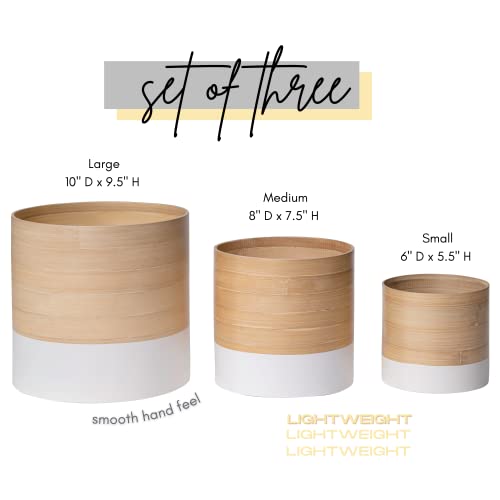 Habitas Plant Pots For Indoor Plants - Modern Planter Style Made From Bamboo. Includes Large (10 Inch Plant Pot), Medium (8") And Small (6") Planters For Indoor Plants. No More Plastic Flower Pots. #TOP2