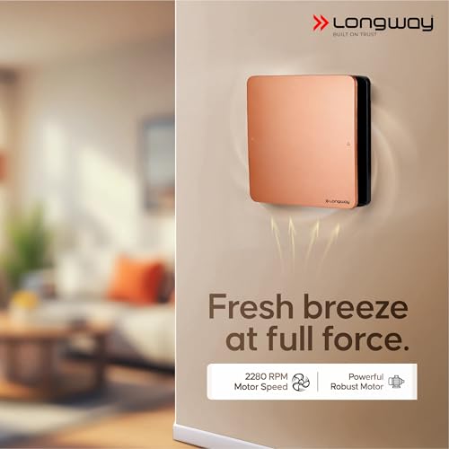 Image of LONGWAY FreshX 6 Inch 150 mm Energy Efficient Exhaust Fan | High Speed Powerful Motor | Noiseless Operation & Easy to Clean | Suitable for Bathroom, Kitchen, Office | 2 Years Warranty (Copper)