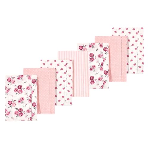 Image of Luvable Friends Hudson Baby Flannel Burp Cloths 7pk, Pastel Rose