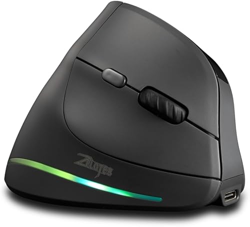 Miniatura 8 de zelotes Ratón vertical inalámbrico Bluetooth con pantalla, recargable, modo dual (BT 5.03.0 + receptor USB 2.4G), 4000 DPI (5 niveles ajustables),