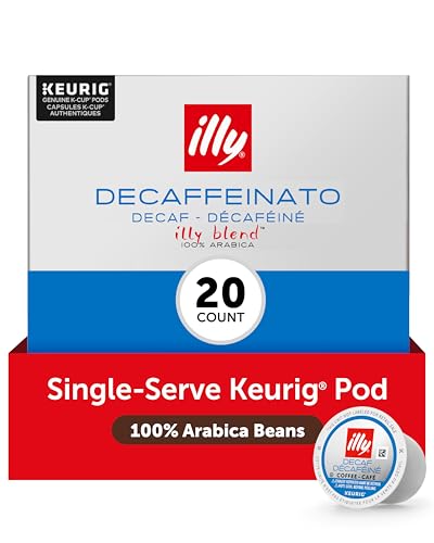 illy Decaf Coffee K Cup, Pods for Keurig Machines, Classico Decaffeinated Medium Roast, 100% Arabica, Premium Italian Coffee, 10 Count, 2 Pack