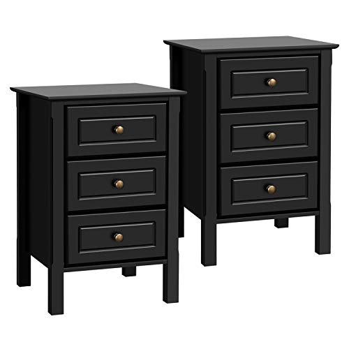 Costruzione Resistente: questo set di 2 tavolini/comodini con cassetti è realizzato con pannelli MDF resistenti per il corpo e legno di pino massiccio per le gambe. È possibile avere una capacità di carico fino a 50 kg sul tavolo. E ogni cassetto è in grado di contenere fino a 6 kg.