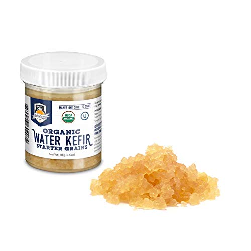 Fermentaholics ORGANIC Water Kefir Grains - Live Starter Culture - Makes a Quart Batch - 70 Grams of Starter Grains - Brew Your Own Water Kefir At Home