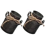 MUELODSIC Macetero Vintage de Hierro Esmaltado 2 Piezas, Estilo Retro