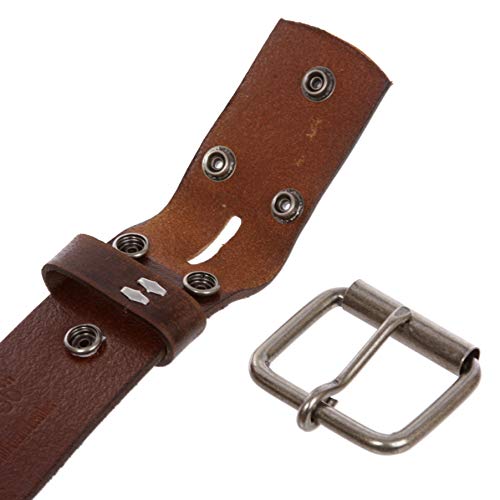 1 3/4" snap on Embossed Vintage Cowhide Thick Leather Casual Jean Belt3