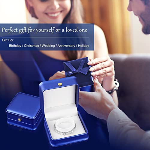 19.5Carats Moissanite Tennis Bracelet Simulated Diamond Bracelets For Women 18K White Gold Plated 925 Sterling Silver Men's Bracelet 5Mm D Color Vvs1 Round Brilliant Cut Lab Created Moissanite Classic Bracelet Charm #TOP7