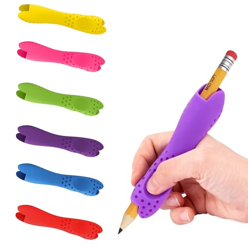 JIMGIED 6 Pièces Poignées De Crayon En Silicone Double Manches De Crayon Antidérapants Ergonomique Aide Ecriture Pour Enfant Pour Enfants Et Adultes, Pour Droitiers Et Gauchers