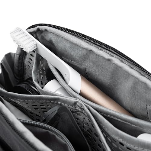 Image of Peak Design Small Wash Pouch, Black, Weatherproof Travel Toiletry Bag, Upright or Hanging Toiletry Kit with Pockets, Magnetic Toothbrush Pocket, Wide UltraZip Opening, Toiletry Bag for Men and Women