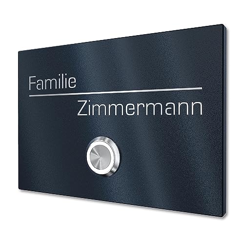 Plaque de sonnette acier inoxydable V2A gravée avec bouton LED