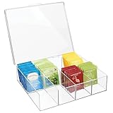 mdesign organizer da cucina – contenitore in plastica con coperchio per la cucina, la dispensa e il frigorifero – scatola con 8 scomparti ideale per tè, spezie, caffè e altri alimenti – trasparente