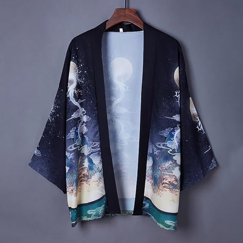 Image of Women's and Men Kimono Cardigan Japanese Long Sleeves Lightweight Open Front Coat Tops