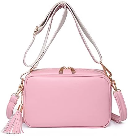 YILCER Small Crossbody Bag for Women, Leather Ladies Cross Body Bag with Changeable Guitar Wide Strap(2 Shoulder Straps), Camera Bags Shoulder Phone Bag, Black