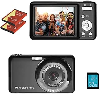 Digital Camera, Vlogging Camera Compact Camera HD 2.7K 48MP with 32G SD Card 16X Digital Zoom, Portable Mini Camera for Photography Beginners, Kids,Students