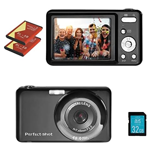 Digital Camera, Vlogging Camera Compact Camera HD 2.7K 48MP with 32G SD Card 16X Digital Zoom, Portable Mini Camera for Photography Beginners, Kids,Students Cover