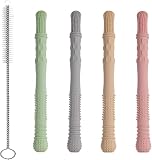 4 Stück Baby Beißring PP Silikon, frei mit Reinigungsbürste, hohle Kausticks zur...