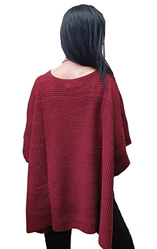 Mimosa Ladies Made in Italy One Size Knitted Warm Oversized V-Neck Poncho Cape with Side Buttons3