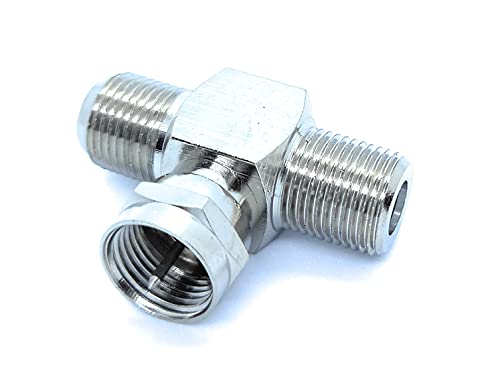 F-Type Male to 2 Female 2 Way T Splitter Combiner TV Cable Satellite Antenna RC Socket