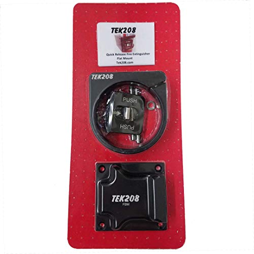 TEK208 Flat Base, Black Anodized, Quick Release Fire Extinguisher Mount (Black)