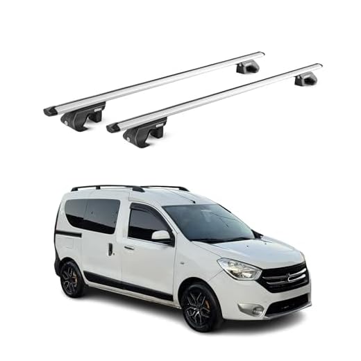 OMAC Dachträger Aluminium TÜV geprüft für Dacia Dokker 2012-2022 – Für Standard Dachreling – T Nut – Max 90 kg – 2 Schlösser Silber