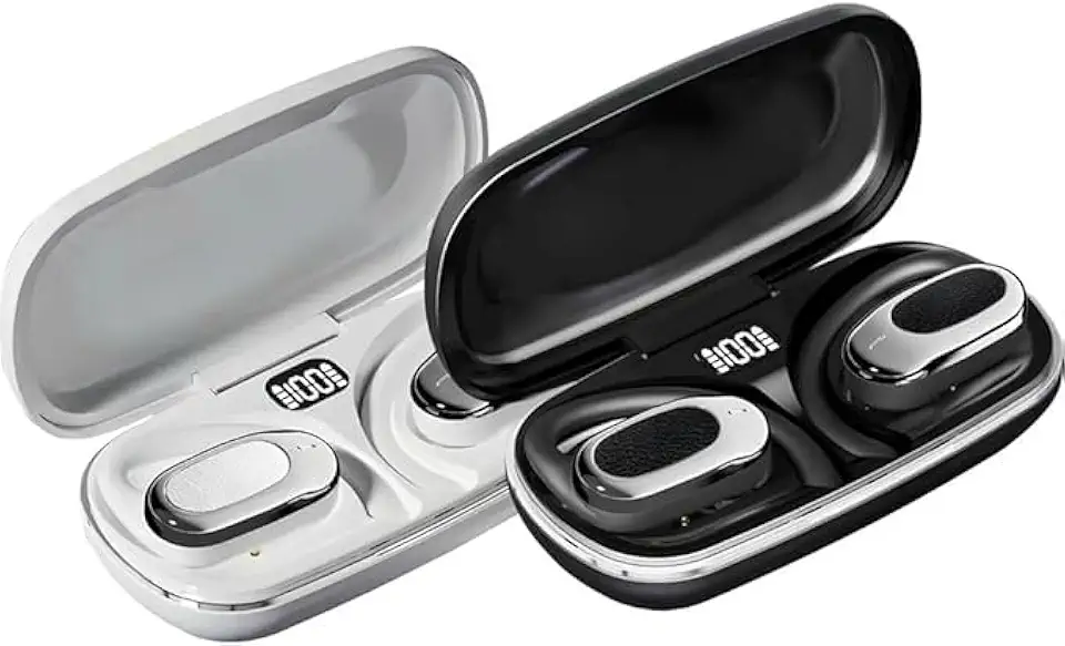 Fone de ouvido de condução óssea com clipe de ouvido sem fio Branco