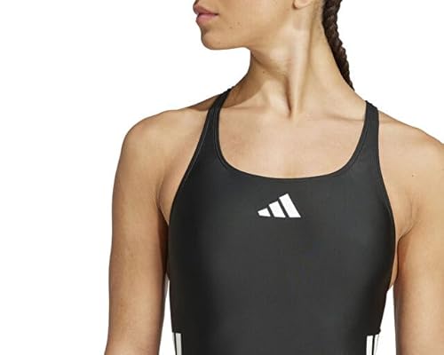 Adidas Femme 3 Stripes C-Back Swimsuit, Black/White, 40