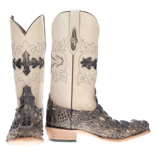 Vaccari Men's Ryder Natural Hornback Gator Leather Narrow Square Toe Cowboy Boots2