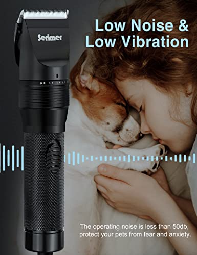 Serimer Dog Clippers For Grooming, Professional 15V Heavy Duty Dog Shaver Grooming Kit,Pet Hair Trimmer For Thick Coats,Low Noise Dog Grooming Shears With Guard Combs Brush For Dogs Cats And Animal #TOP4