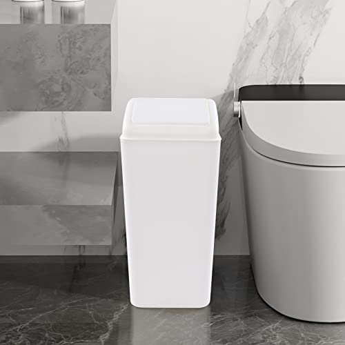 Image of 4.5 Gallon Plastic Trash Can with Swing Lid, Slim Swing Top Garbage Can, White