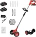 Produktbild 24 V Akku-Rasentrimmer 800 W 18000 U/min 90 Grad Verstellbarer Leichter Rasentrimmer mit 8 Klingen, Griff, Stützrädern und 2 Akku, 90~120cm Teleskop-stiel ZumTrimmer Garten Motorsense.