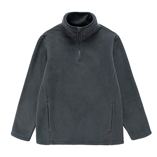 UNACOO Kids Boy's and Girl's Neck-Zip Warm and Cozy Polar Fleece Jacket with Hight Collar (deep Grey, s(5-6 Years))