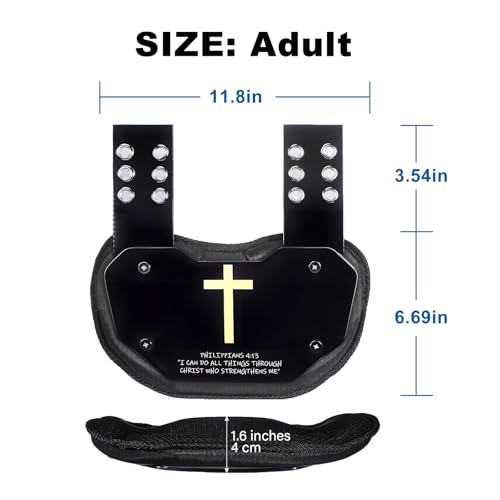 Quwzayail Football Back Plate，Shoulder Pads for Youth and Adult Football Players, Hard-Shell Lower Back Protection, high-Impact Protection, Philippians 4:13 (Adult) - Thumbnail 2