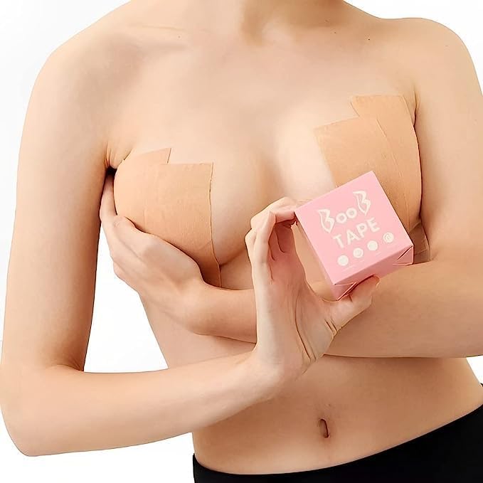 Levanta Peito Adesivo Seios Sutiã Fita Push Up Invisível Silicone Natural | Boob Tape | Bege HANTEC