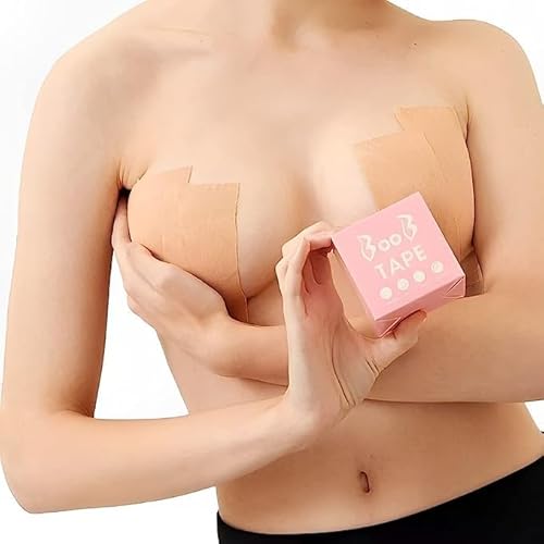 Levanta Peito Adesivo Seios Sutiã Fita Push Up Invisível Silicone Natural | Boob Tape | Bege HANTEC