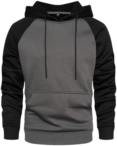 LBL Leading the Better Life Herren Hoodie Langarm Kapuzenpullover Farbblock Sweatshirt Regular Fit Kapuzenjacke mit Fleece Gefütterte für Winter