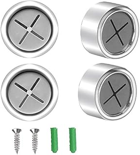 Udewo 4 Pcs Self Adhesive Tea Towel Holder, Round Wall Mount Hook Towel Holder Tea Towel Holder Chrome Teatowel Hangers Push in Towel Hooks Hand Towel Holder for Kitchen Bathroom No Drilling Required