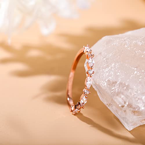 Shinyso Wedding Band For Women Thin Stacking Ring Half Cubic Zirconia Eternity Engagement Rose Gold Ring Size 10 #TOP1