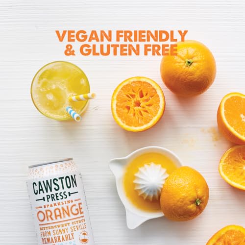 Cawston Press Fizzy Drink Blended with Sparkling Water and Squeezed Seville Oranges (330ml x 24 cans) Gluten Free - Vegan - No Added Sugar